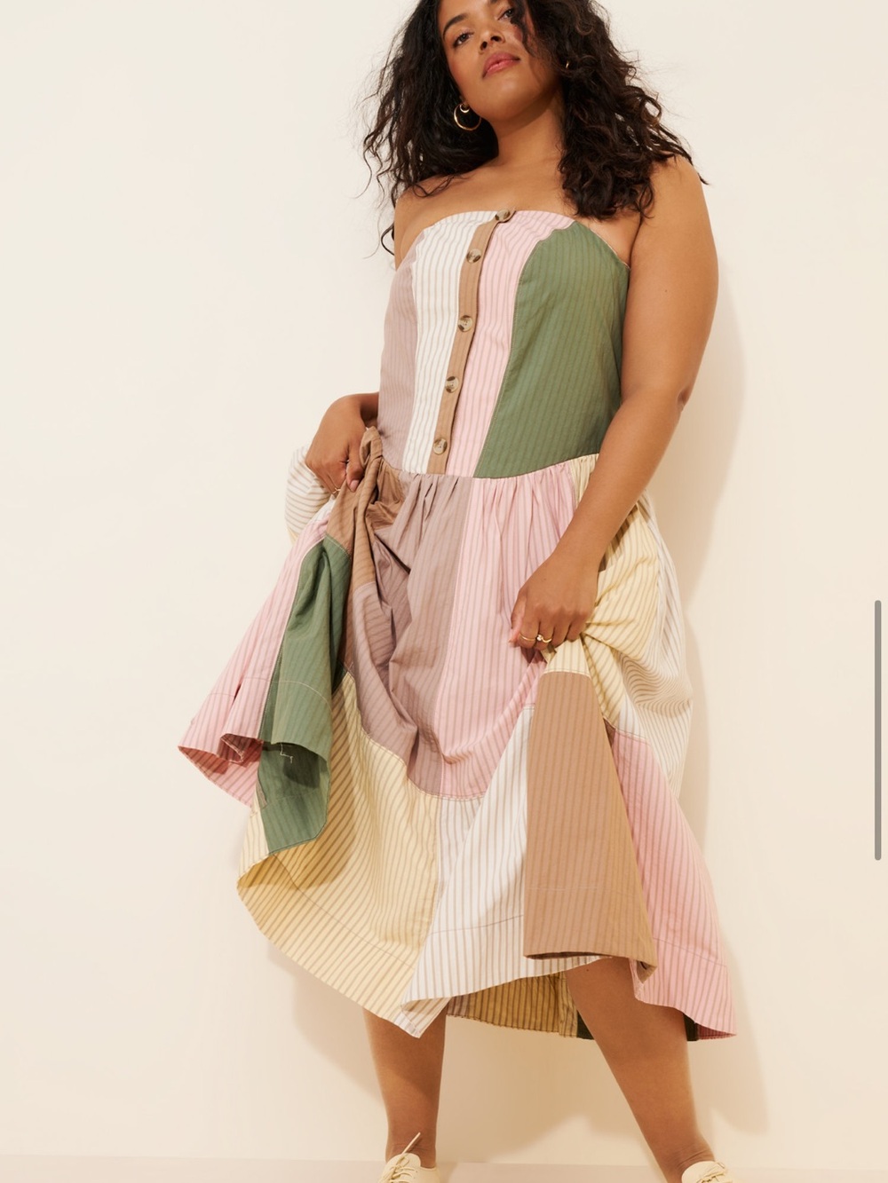 Anthropologie Strapless Drop-Waist A-Line Midi Dress